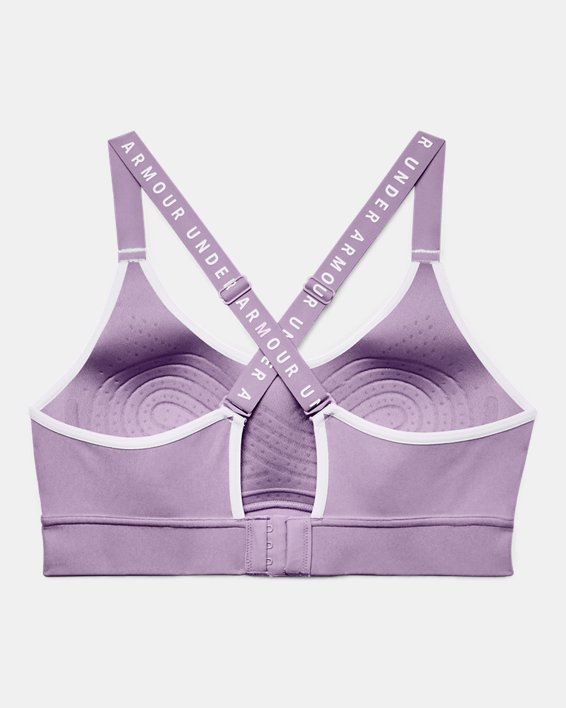 Women's UA Infinity Mid Heather Cover Sports Bra in Purple image number 9